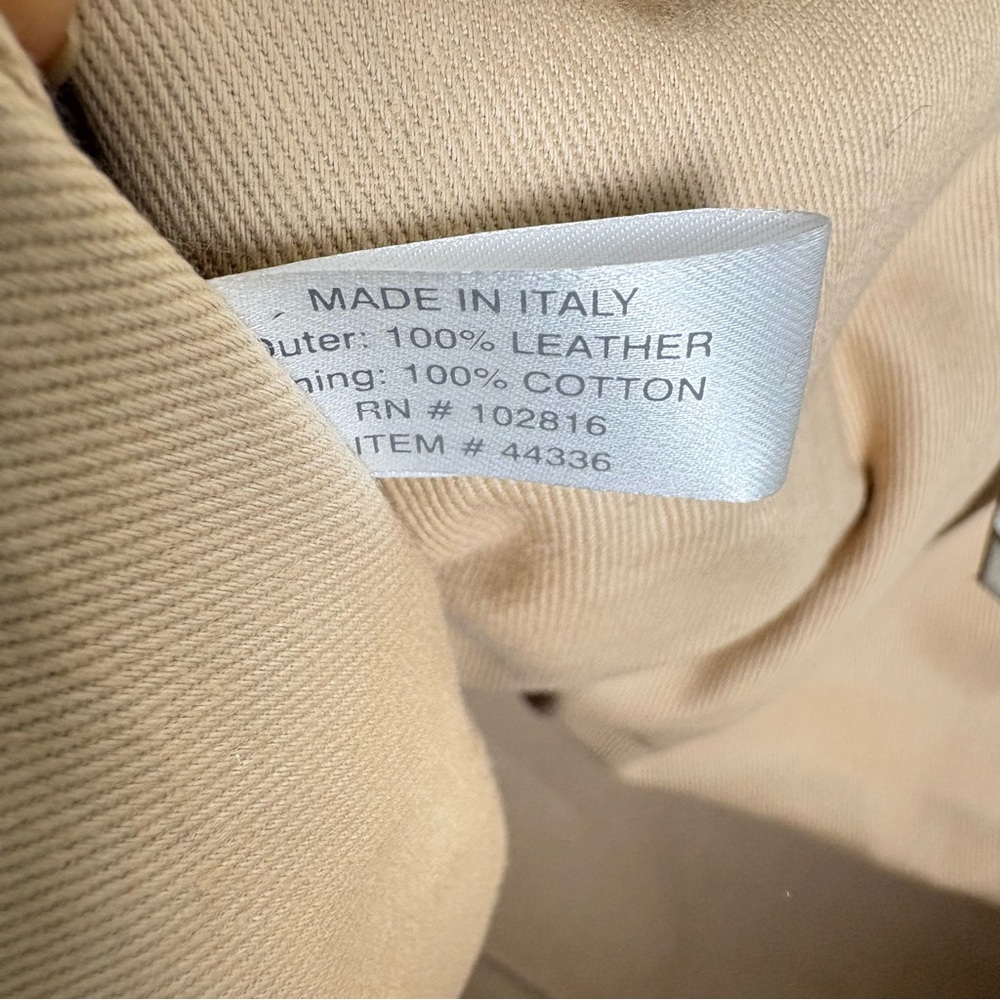 GARNET HILL Suede Leather Tote Made in Italy New w Tags Sand Beige Taupe Cream - Picture 14 of 15